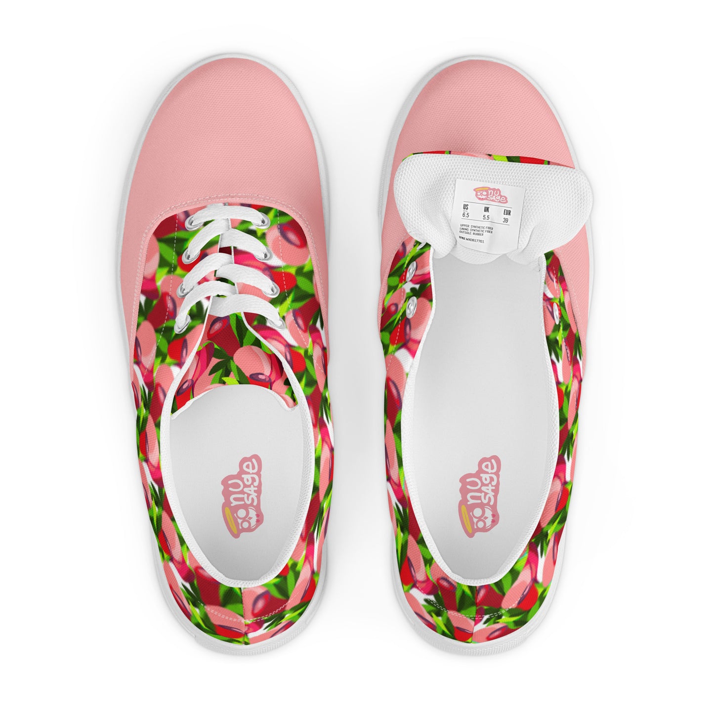 Soft Pink "Jubilations" Red Tulips Low Top Shoes (Women's)