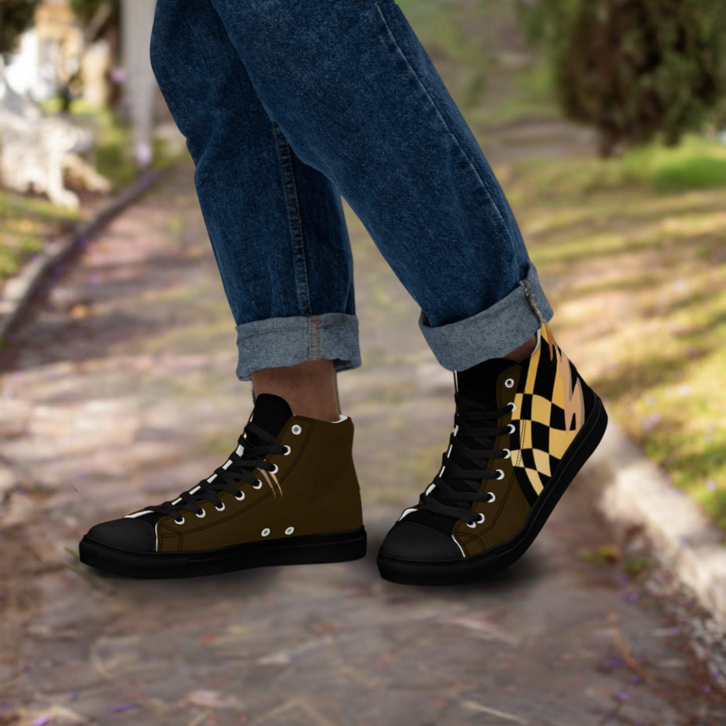 The Shepard's Brown Men’s high top canvas shoes