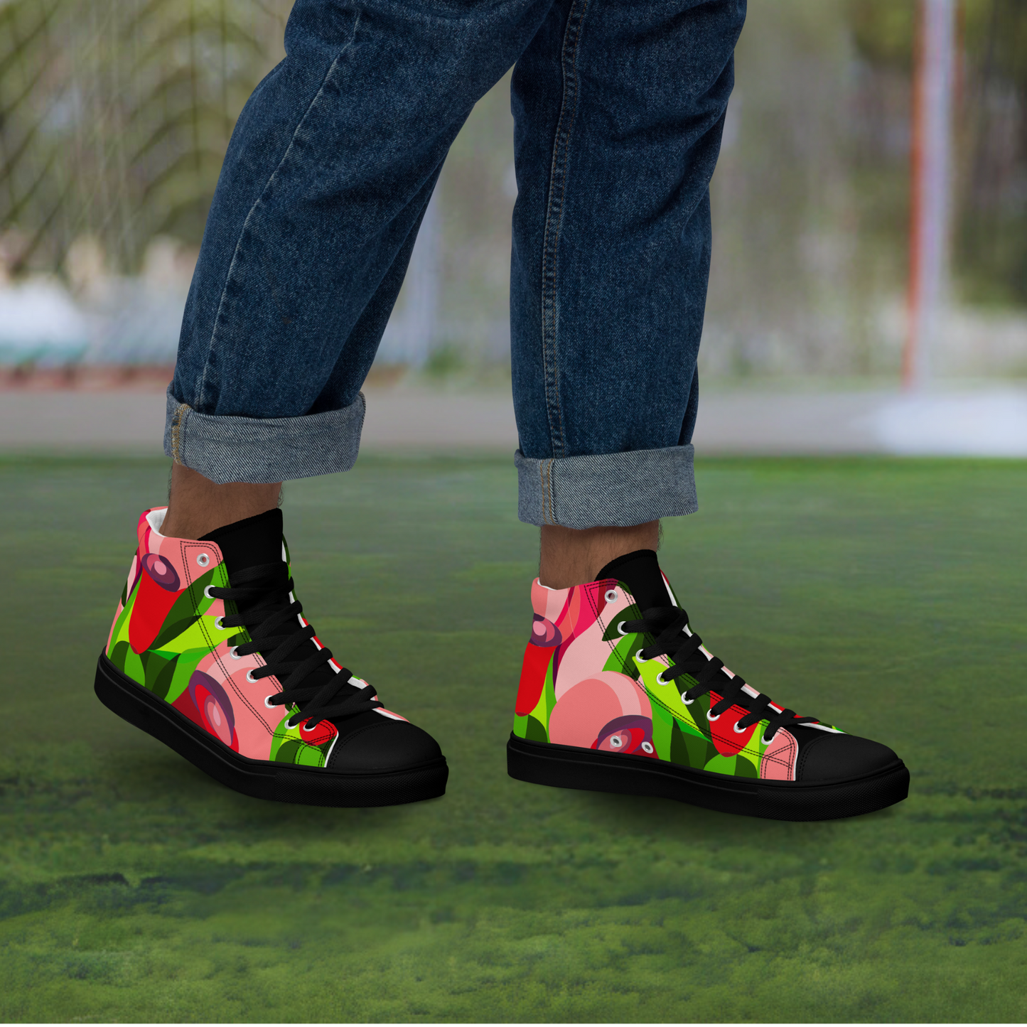 Dancing in Tulips Men’s High Tops Shoes (Black)