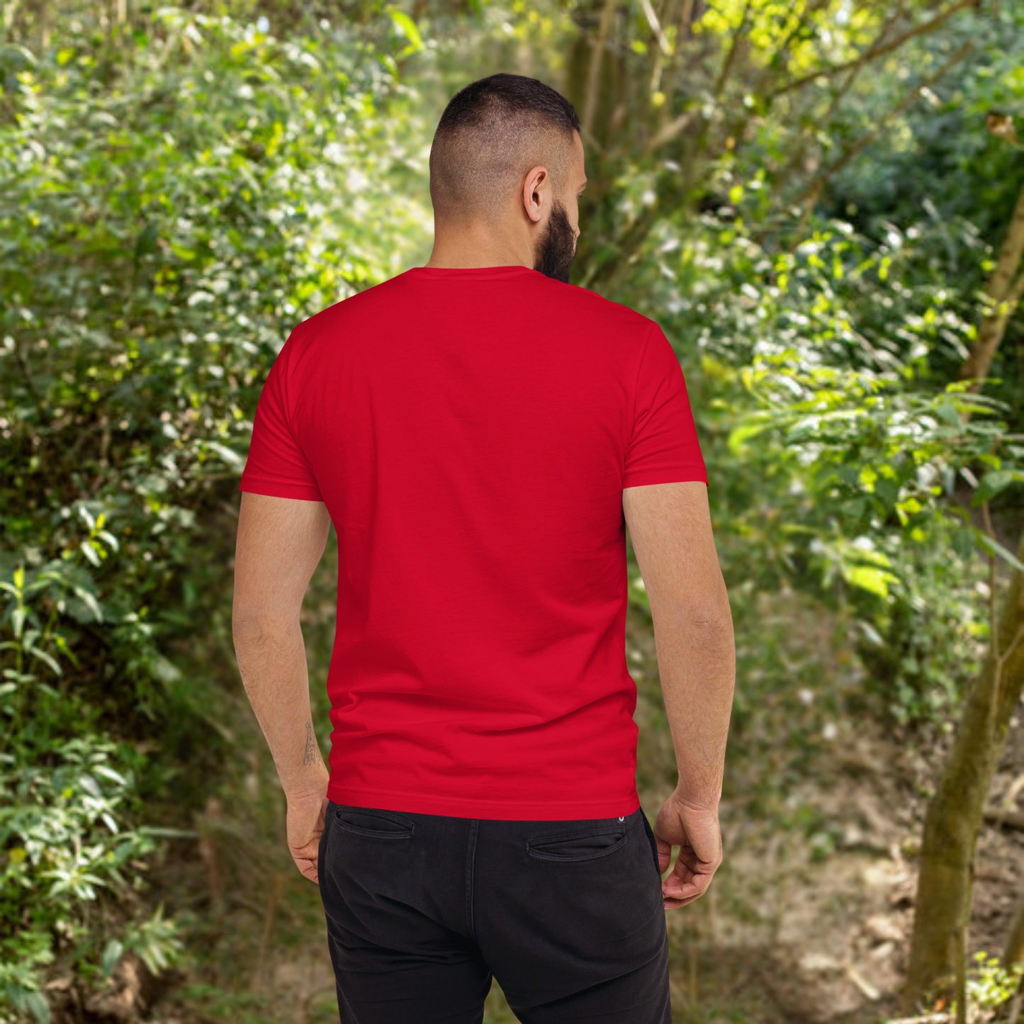 Red with NuSage Cursive Logo Short Sleeve T-shirt