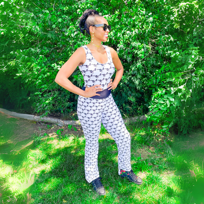NuSage Signature Two-Piece Jumpsuit Flare Legging Pant