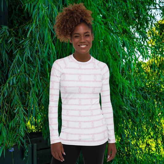 Peony Pink Ribbons Women's Long Sleeve Shirt