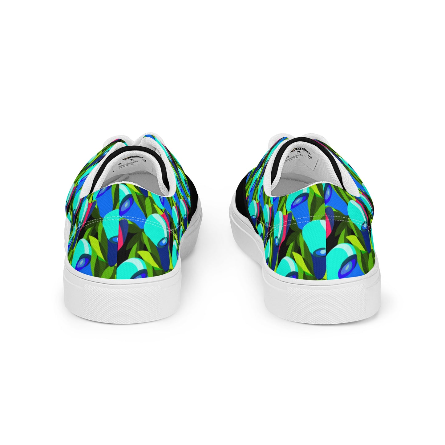 Black "Jubilations" Blue Tulips Low Lace-up Canvas Shoes (Women's)