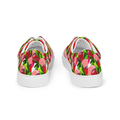 Soft Pink "Jubilations" Red Tulips Low Top Shoes (Women's)