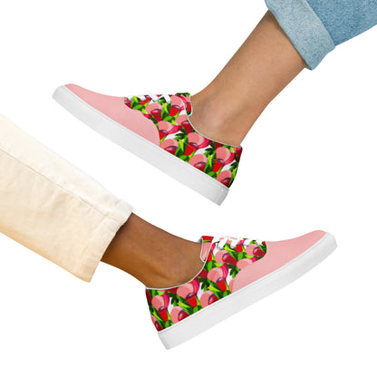 Soft Pink "Jubilations" Red Tulips Low Top Shoes (Women's)