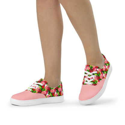 Soft Pink "Jubilations" Red Tulips Low Top Shoes (Women's)