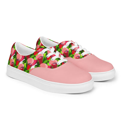 Soft Pink "Jubilations" Red Tulips Low Top Shoes (Women's)