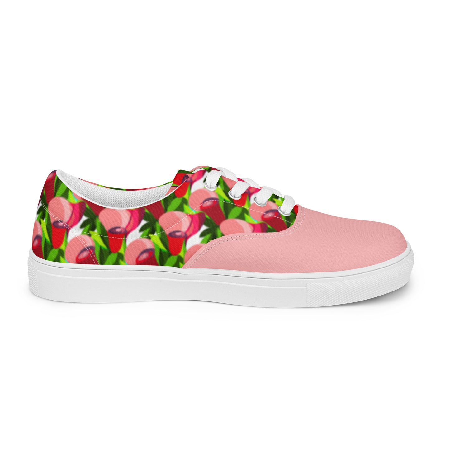 Soft Pink "Jubilations" Red Tulips Low Top Shoes (Women's)