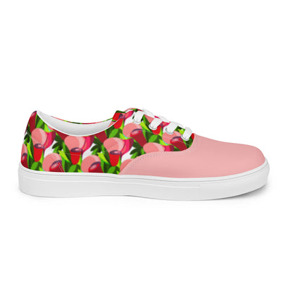 Soft Pink "Jubilations" Red Tulips Low Top Shoes (Women's)